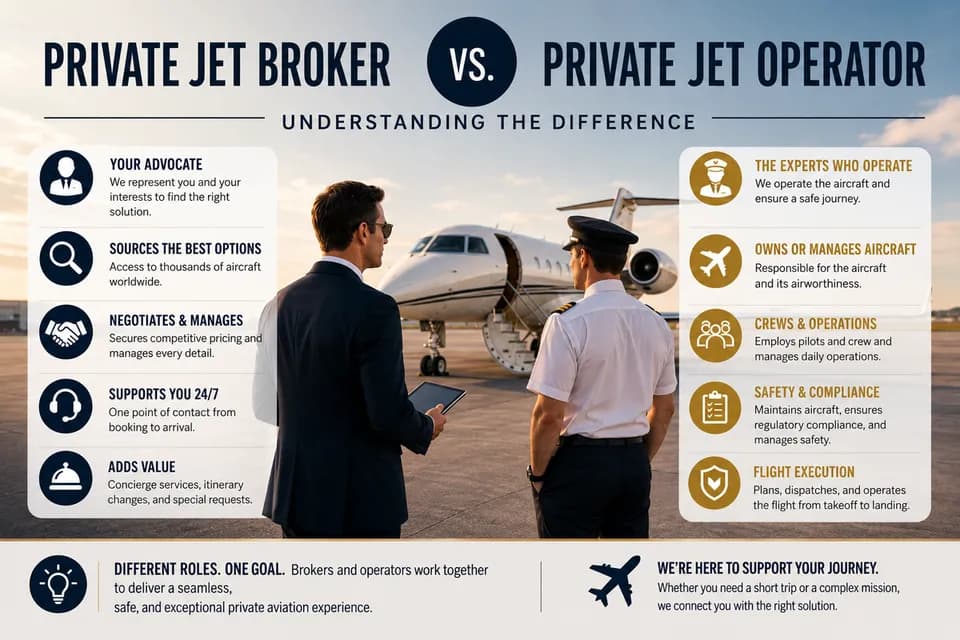 Private Jet Charter Broker vs Operator: Roles, Rules and Liability
